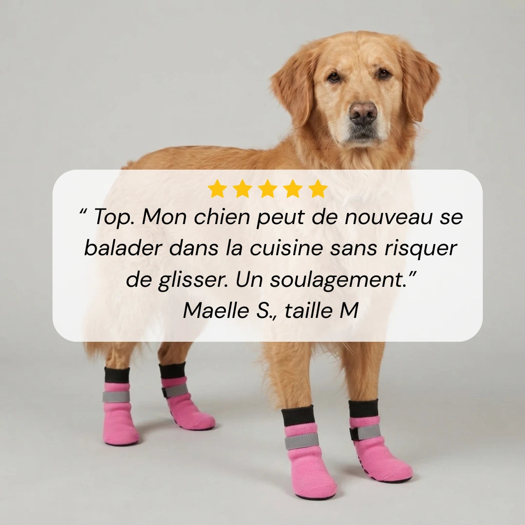 Chaussettes chien antidérapantes et réfléchissantes - Lot de 4