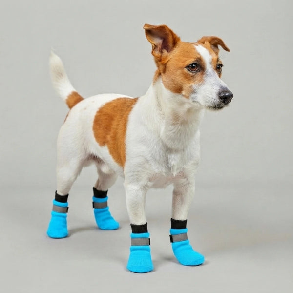 Chaussettes chien antidérapantes et réfléchissantes - Lot de 4