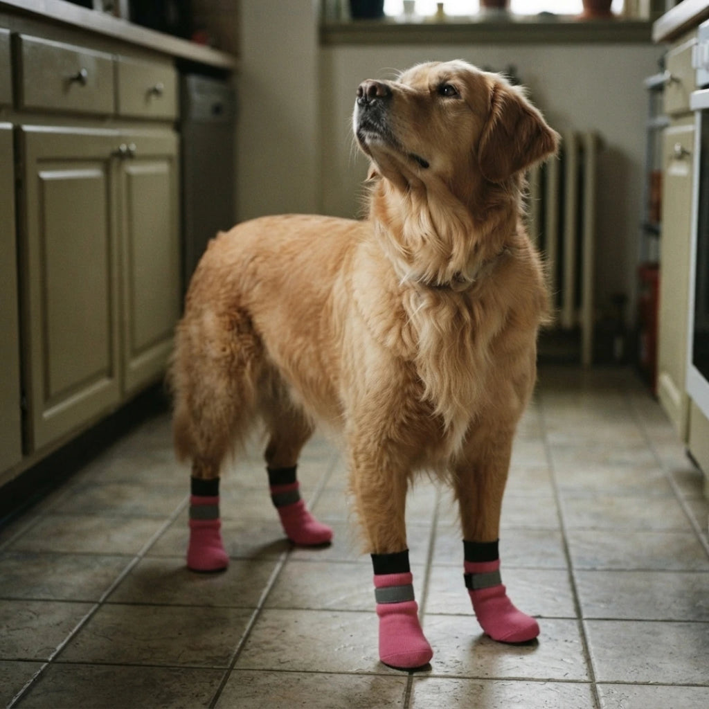 Chaussettes chien antidérapantes et réfléchissantes - Lot de 4